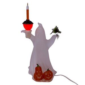 Vintage JC PENNEY Halloween Lighted Acrylic Ghost Pumpkin Decoration Bubble Bulb